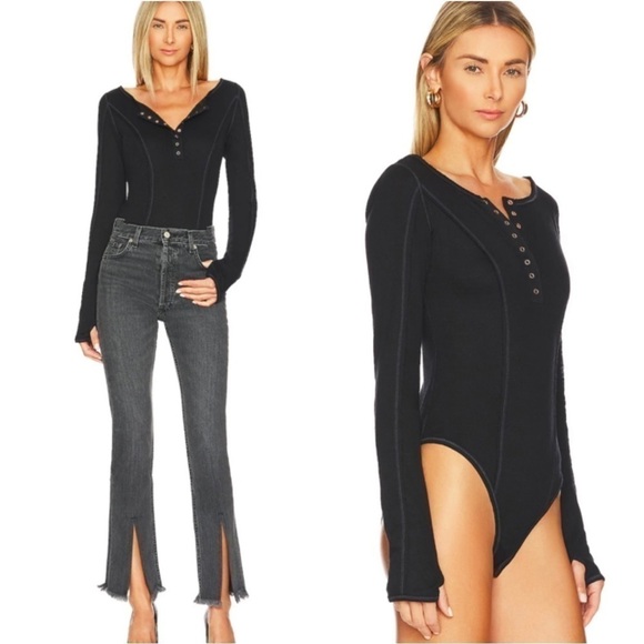 Free People Sloane Bodysuit Black - Picture 3 of 10